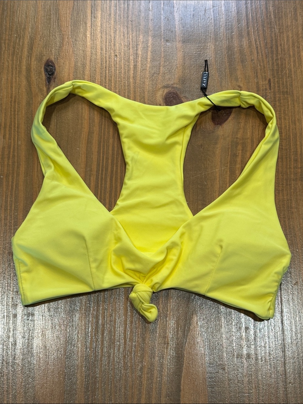 Zaful Bright Yellow Knot Bikini Top NEW